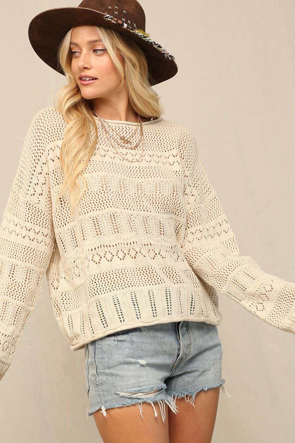 KyeMi - Wholesale Knit Sweater - Women's - Sweater In Pointelle With Dolman3