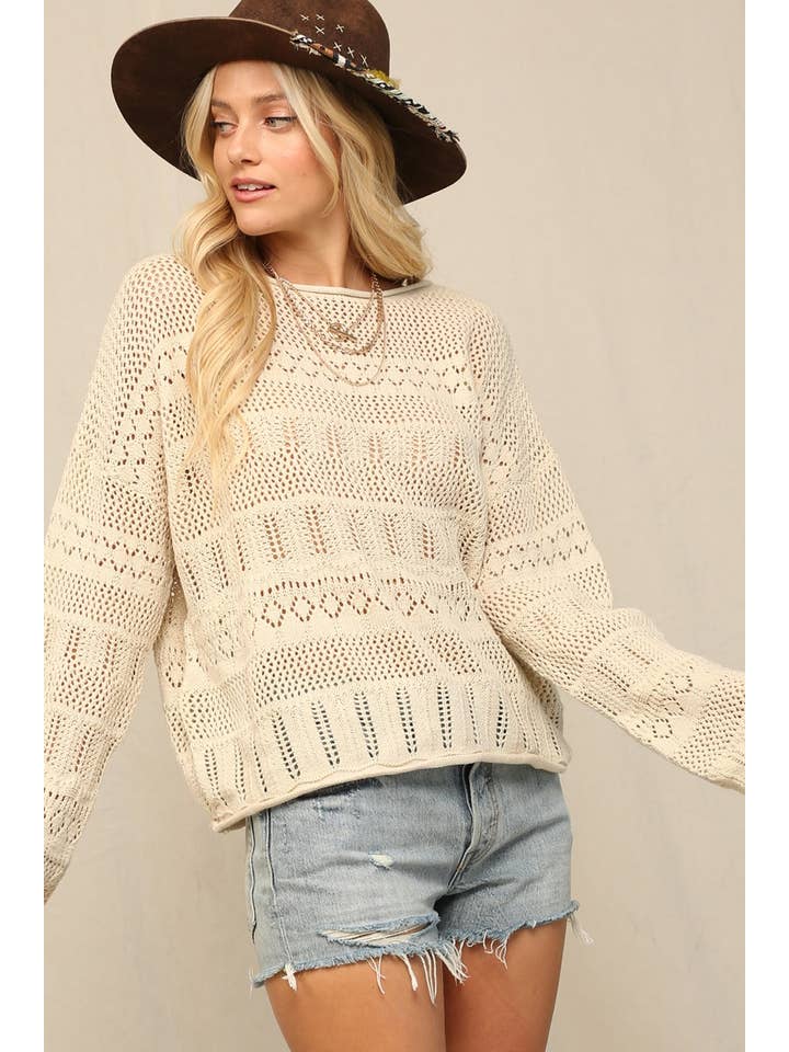 KyeMi - Wholesale Knit Sweater - Women's - Sweater In Pointelle With Dolman3