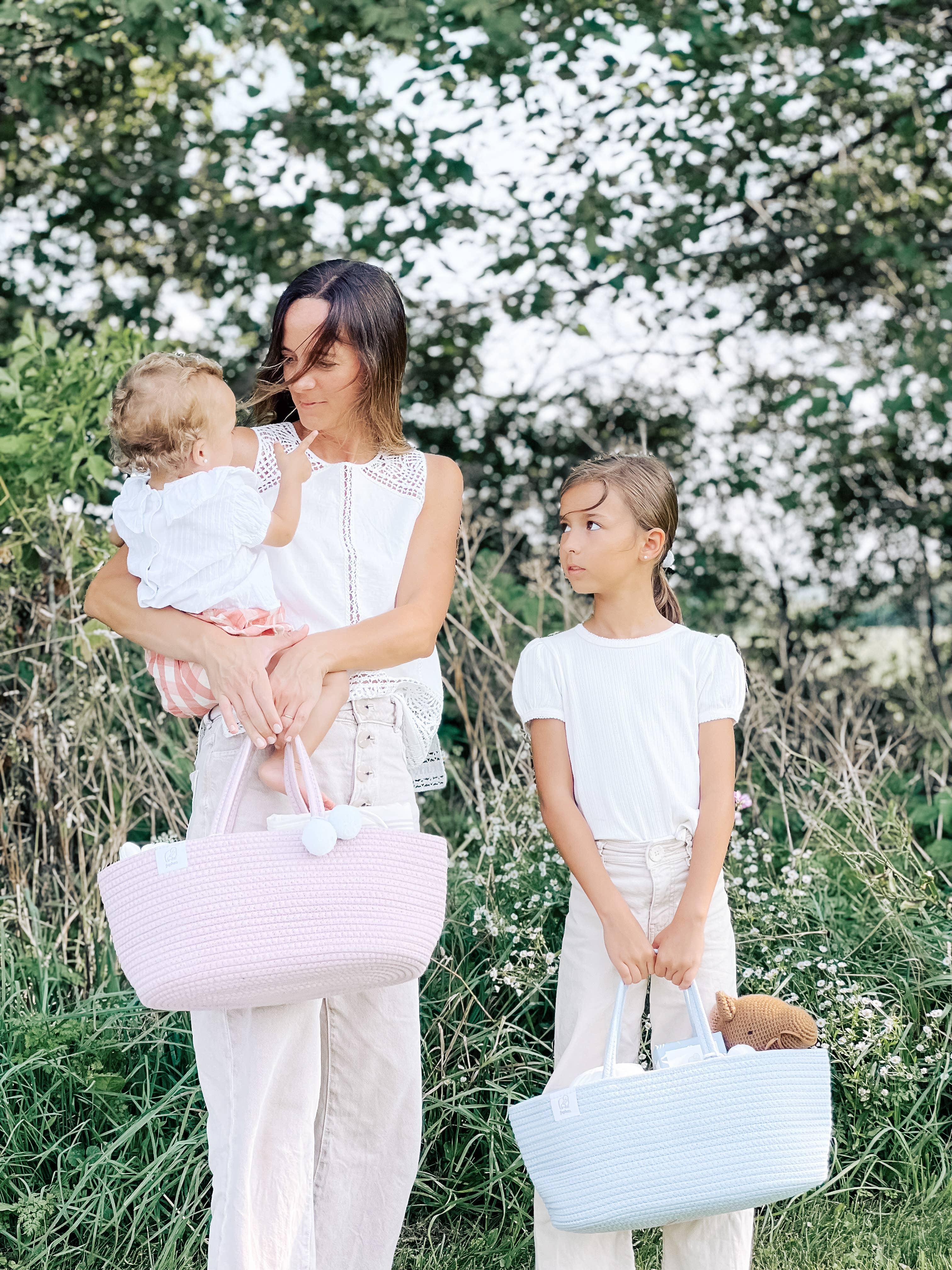 Fephas - Wholesale Diaper Caddy - Baby - Rope Diaper Caddy- Vintage Rose8