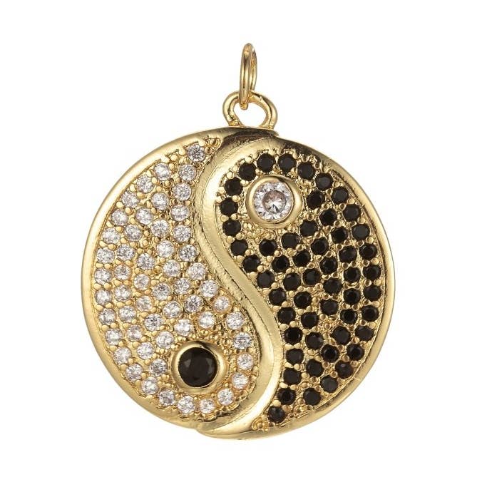 18K Gold Filled Yin Yang Dainty Pendant, Micro Pave YinYang Charm E-870-E-872 for wholesale by Aim Eternal