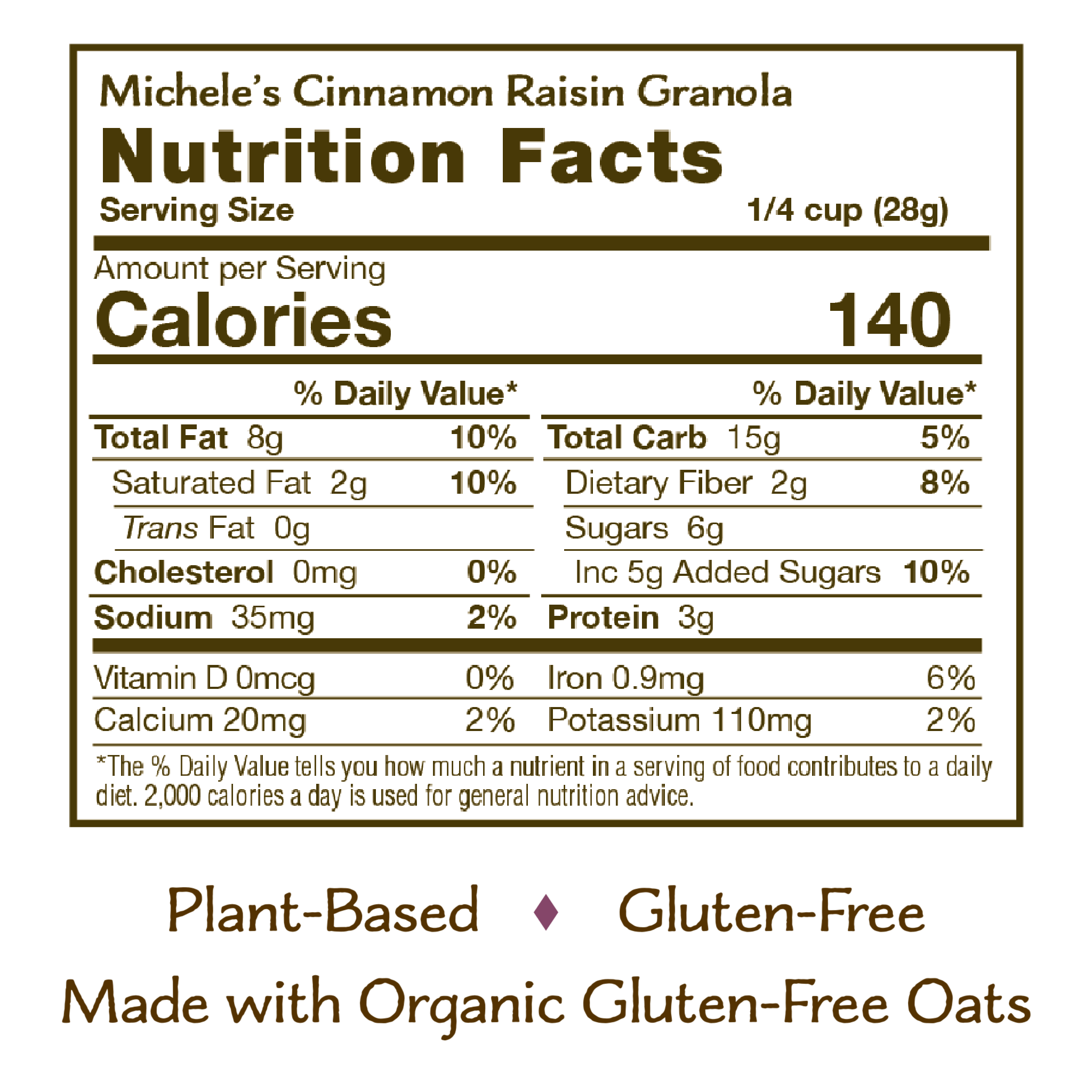 Michele's Granola - Wholesale Granola - Cinnamon Raisin Granola - 12oz (Case of 6) [$5.83 per bag]1