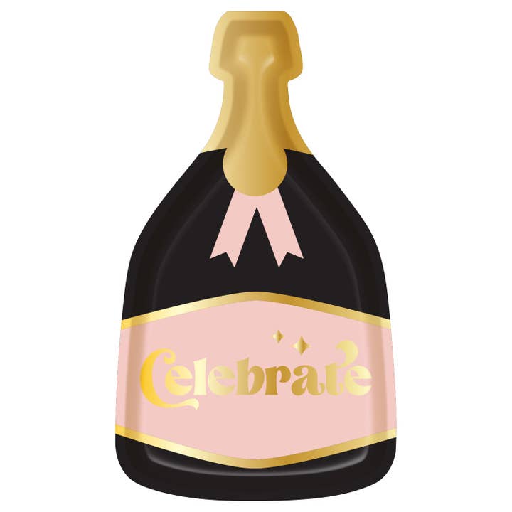 Champagne Die Cut Plate Celebrate Good Times/16pk for wholesale by Sophistiplate