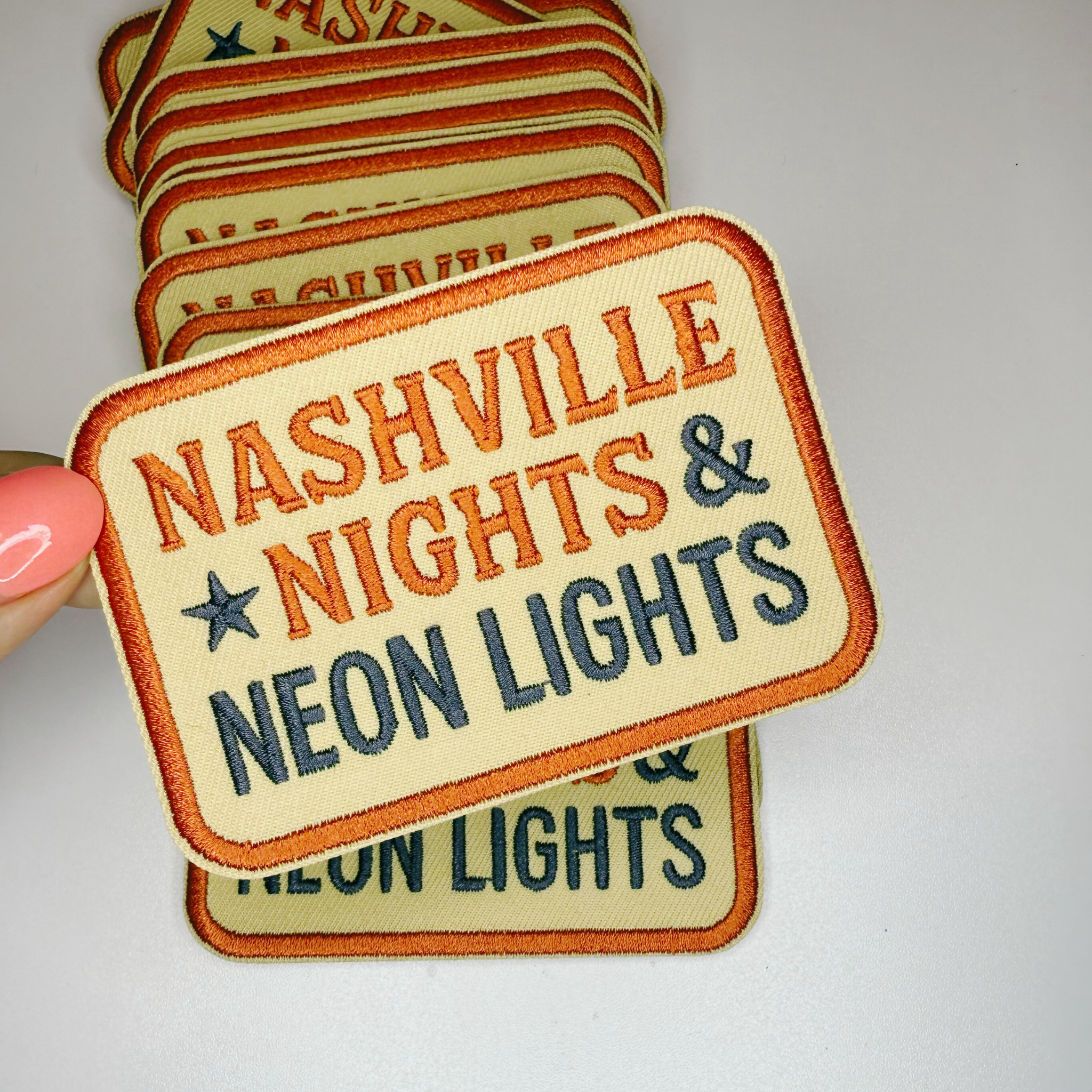 TEELUX - Wholesale Patch - 3.5" Nashville Nights - Neon Lights -  Embroidered Hat Patch0