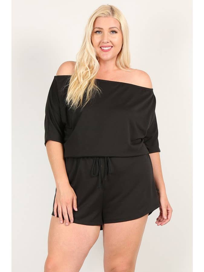 Haute Fox Plus Size & Contemporary - Wholesale Romper - Women's - Plus Size Off Shoulder Relaxed Romper - WG17094-2RP
