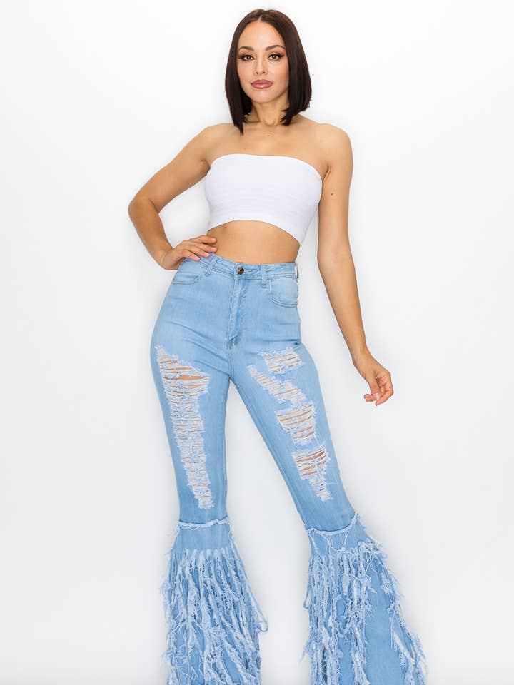 Denim Zone U.S.A. - Wholesale Jeans - Women's - JZ-040 41 042 HIGH WAISTED STRETCHY BELL BOTTOMS WOMEN JEANS