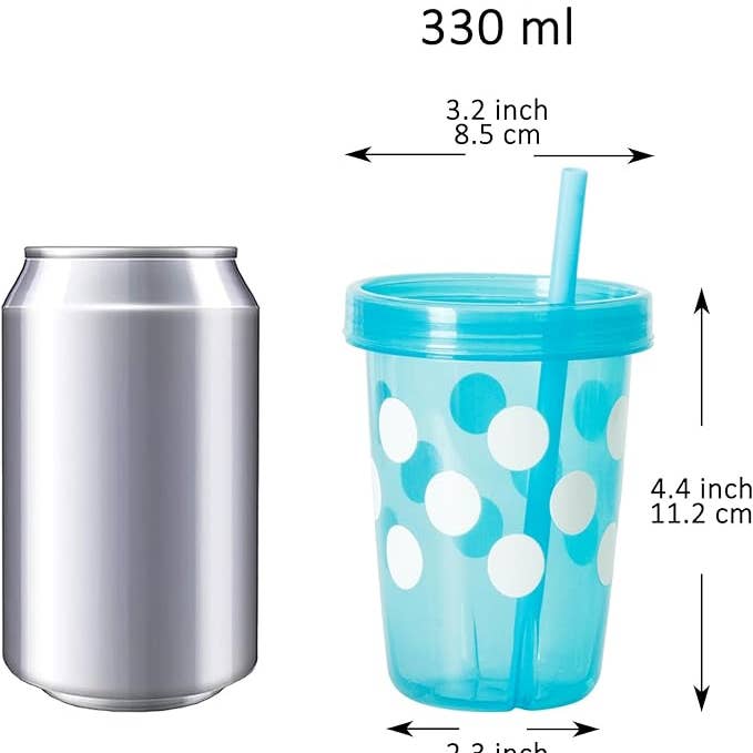 Youngever - Wholesale Drinking Glass/Cup - Kids & Baby - YoungeverPlastic Kids Cups with Lids and Straws(Polka)