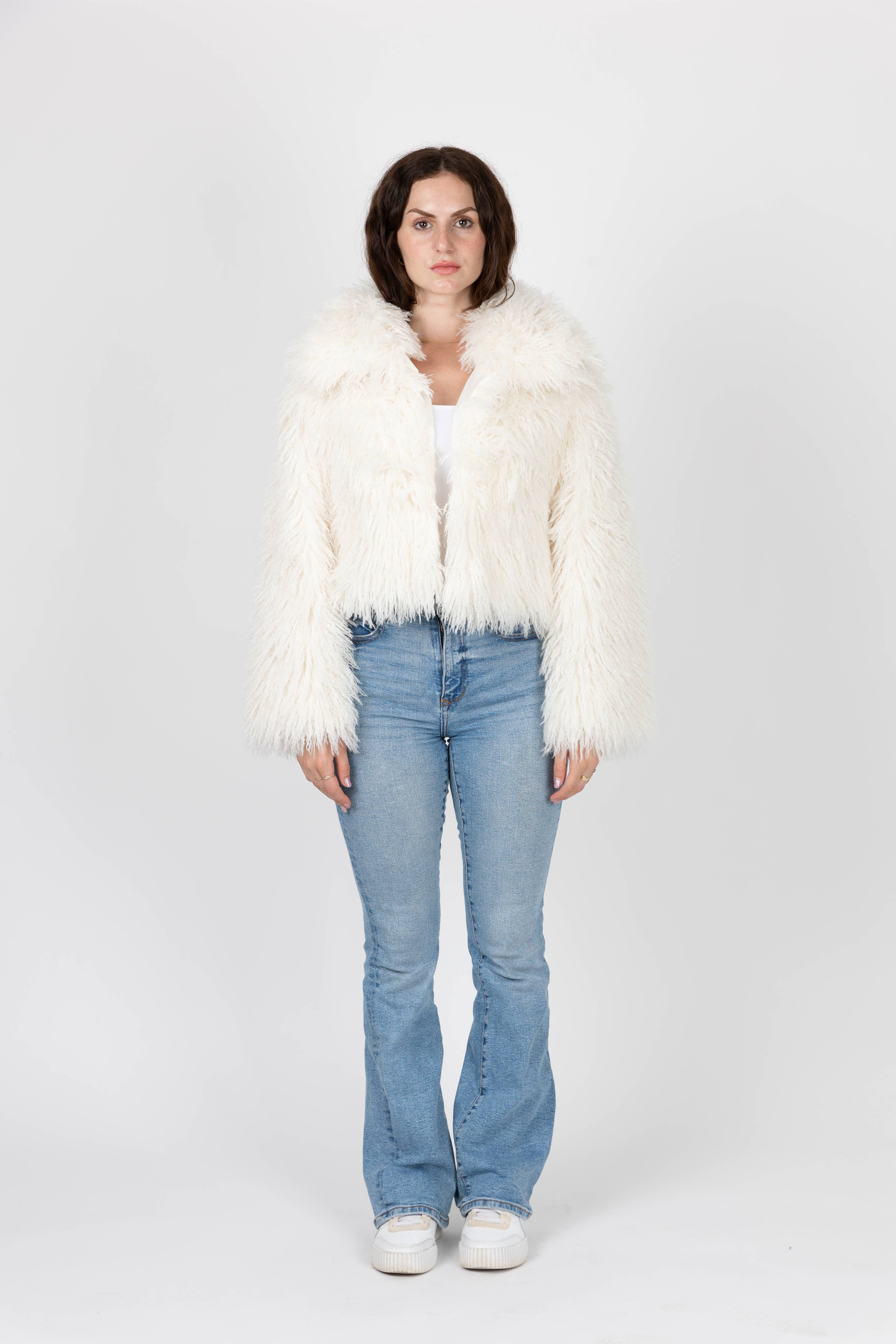 KZELL PARIS – Casaco de pele/imitação de pele - Mulher por atacado – Casaco curto de pele falsa de carneiro mongol4