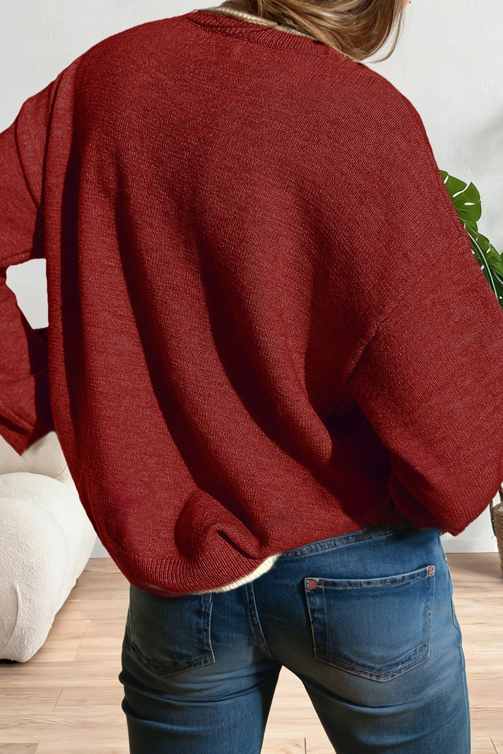 LA Society - Vente Pull en maille – femme - Pull de Noël avec nœud léopard et fente aux poignets (S-4X)4