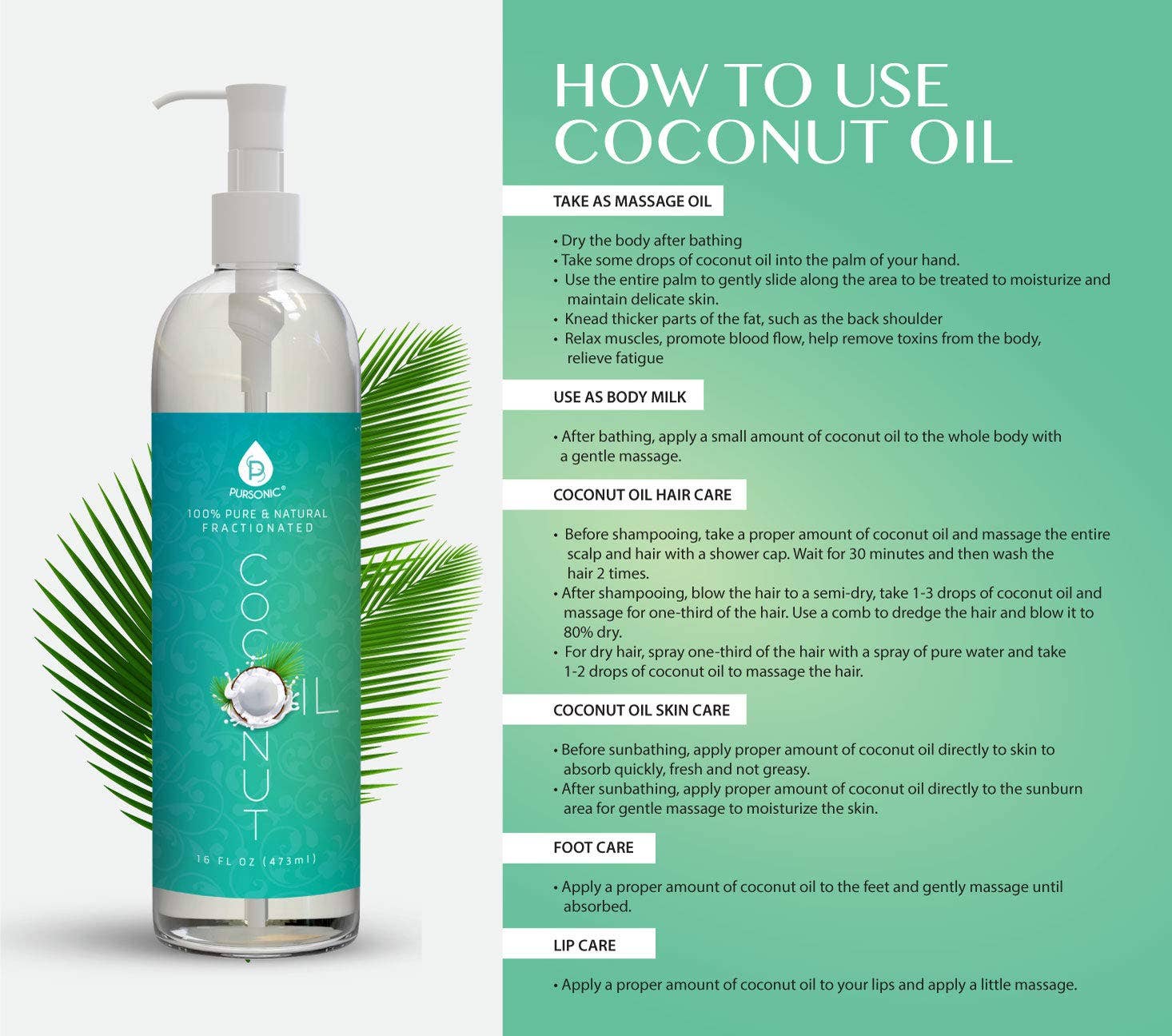 Pursonic - Wholesale Bad/lichaamsolie - 8 Oz 100% pure gefractioneerde kokosolie1