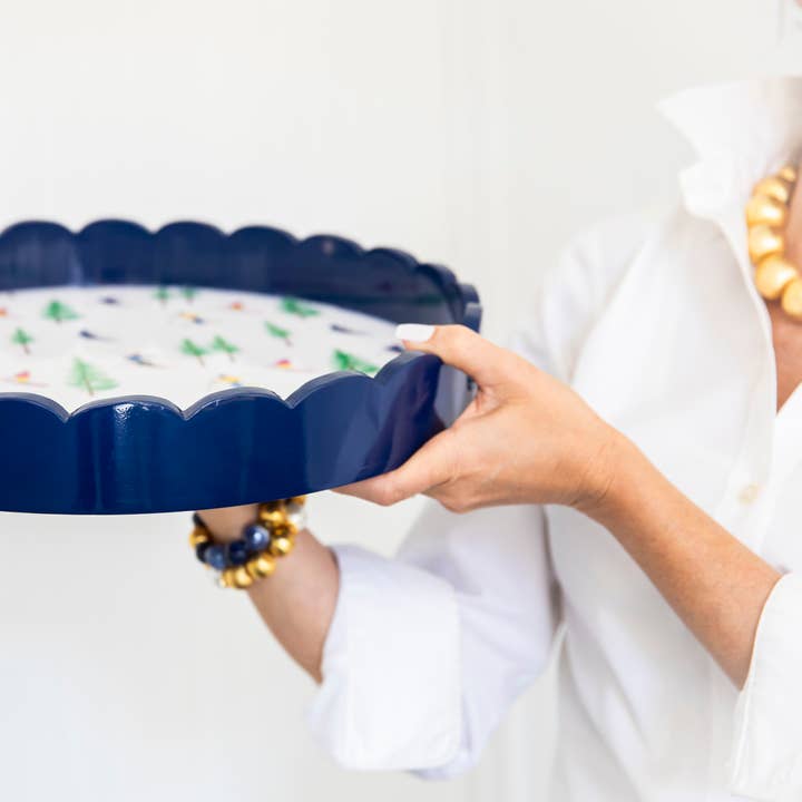 WH Lack 16" Runder Lacktablett mit Wellenrand| Skigebiet für den Großhandel von WH Hostess Social Stationery