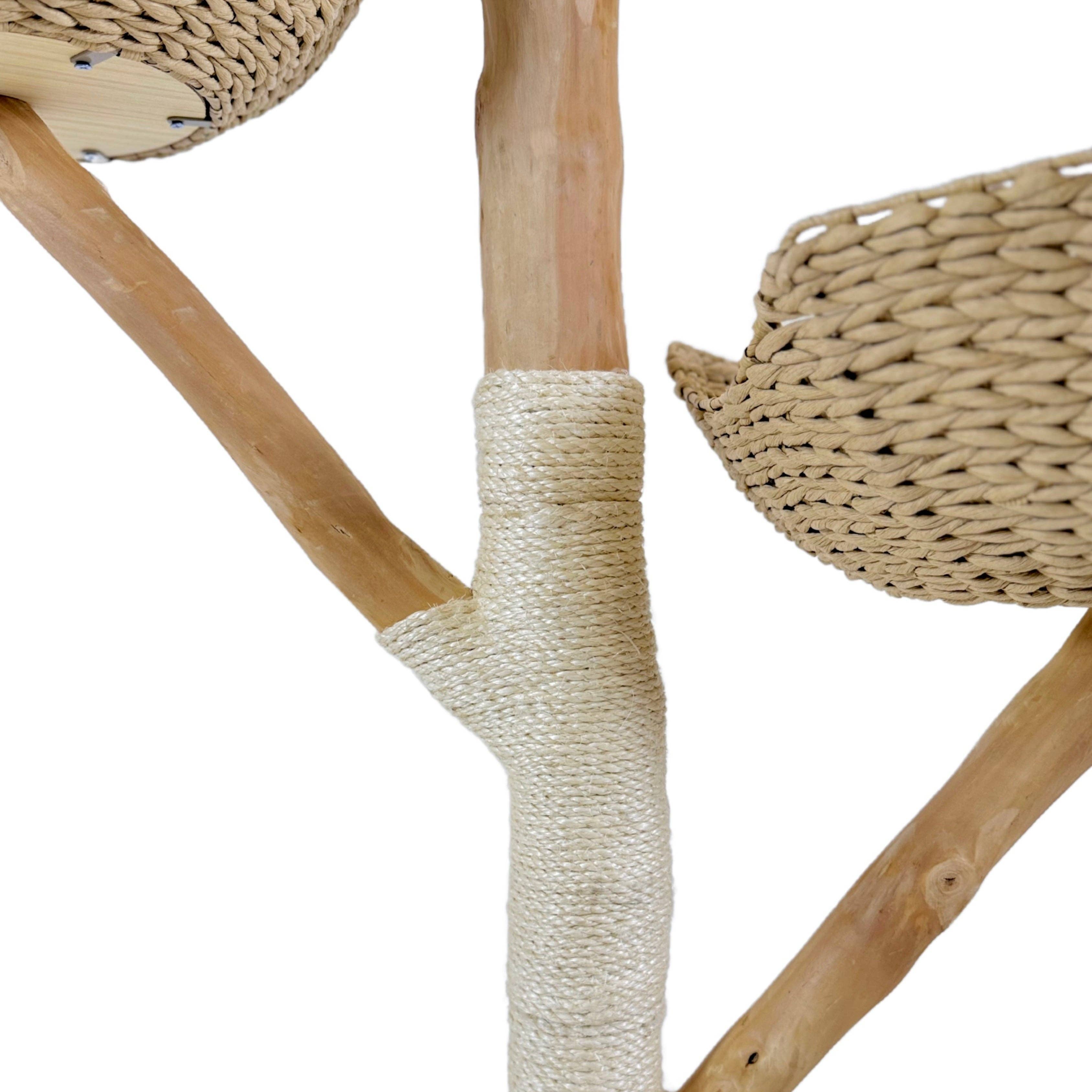 VLIZ - Wholesale Pet Scratcher - Cat - Natural Wood Cat Tree – Wicker Perch & Scratching Post5