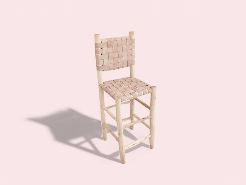 HandmadeBestSeller – wholesale Stool – Handwoven Leather & Wood Bar Stool3