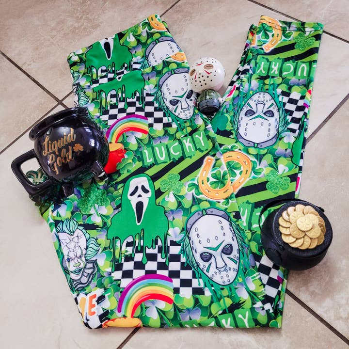 Nyp Mig Döda Mig (Semi-Exklusiv) - Skräck Pussel Ghostface Pennywise Jason St Patrick's Day Högkvalitativa Handgjorda Livfulla Leggings för wholesale av Beautifully Unique® Bootique