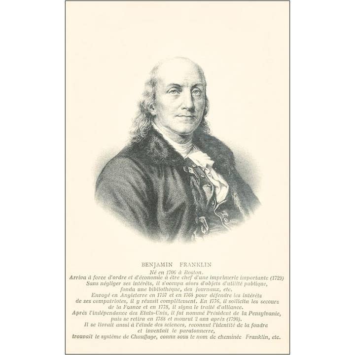 Found Image Press - Wholesale Postcard - Postcard PT-146 Engraving of Benjamin Franklin