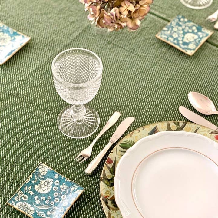Chiticris - Vente Assiette - Assiette Carrée Fleur Bleu Foncé