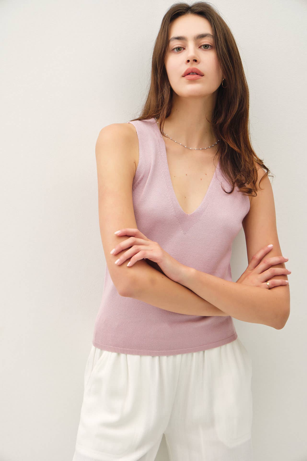 Be Cool - Wholesale Tank Top - Women's - MINIMAL V-NECK SWEATER TANK  2