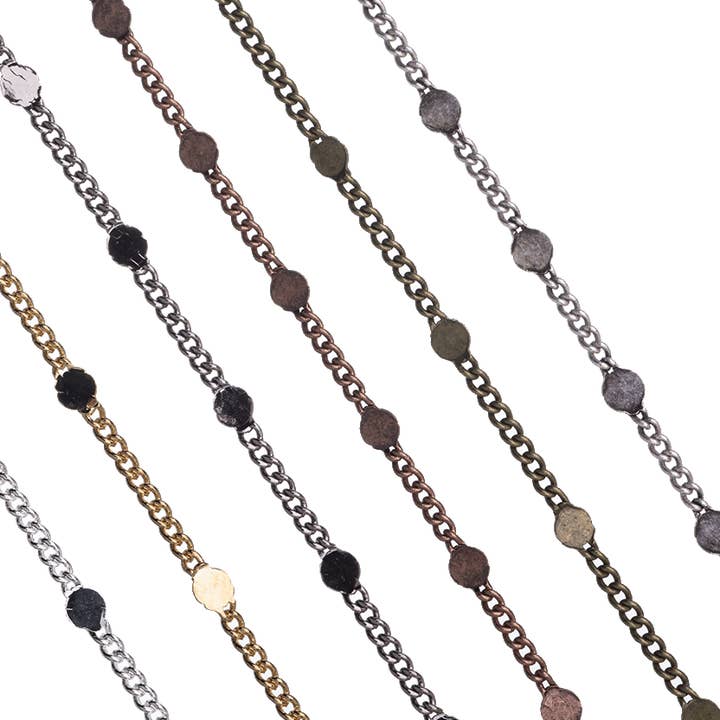 Catena a Maglia Martellata Satellite da 2,25 mm venduta al metro - CH 929 per la vendita all'ingrosso da parte di Continental Beads