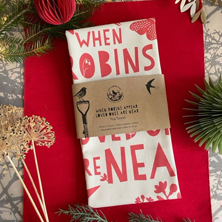 A Blackbird Sang - Vendita all'ingrosso Strofinacci - Strofinaccio da tè - Quando appaiono i pettirossi, i propri cari sono vicini...1