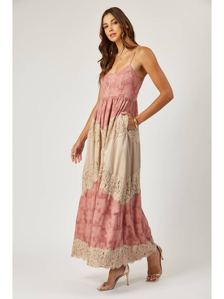 Isla Maude - Wholesale Dress - Women's - Charlotte lace and burnout maxi dress