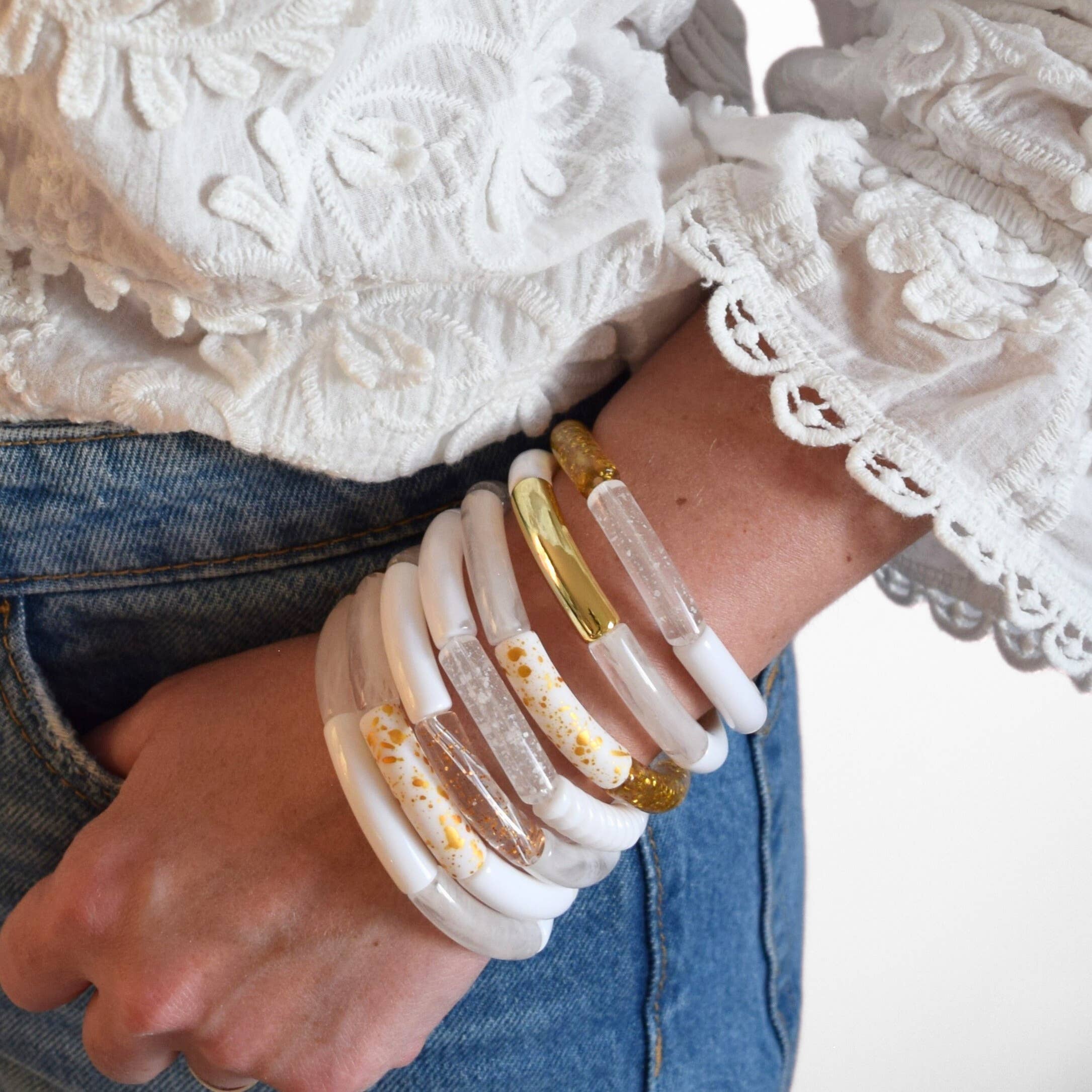 Manacreations – wholesale Pärlarmband – Elastiska bangles i vita toner10