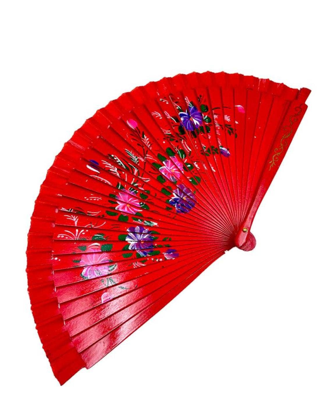 Hecho a mano - Wholesale Handheld Folding Fan - Fan decorated with flowers2