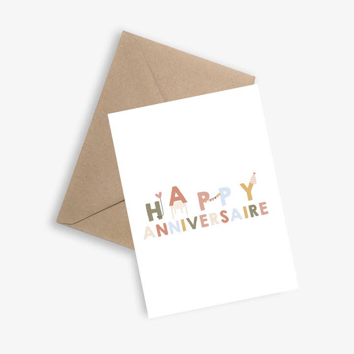 Happy Anniversaire - Carte d'anniversaire pour la vente par LE PAPIER GRAPHIQUE