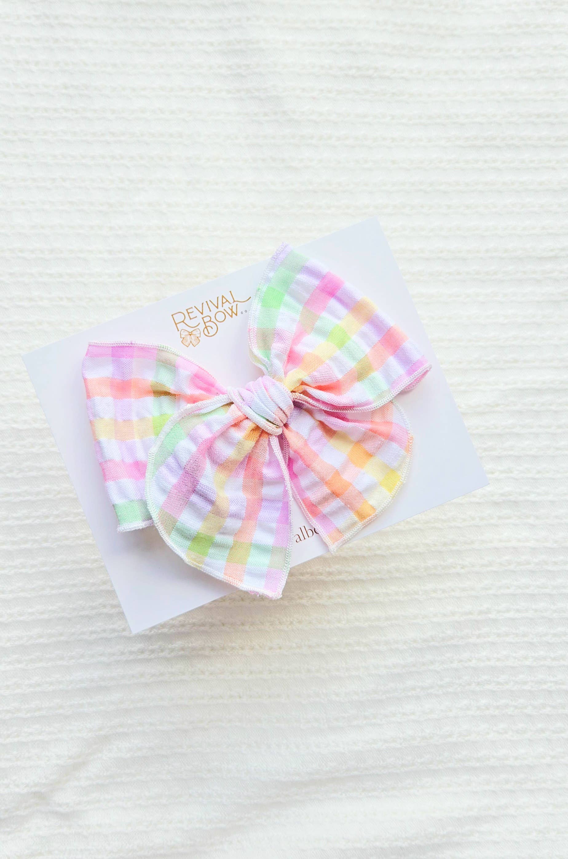 Revival Bow Co. - Wholesale Hair Bow - Kids - Fable Bow on Clip or Headband • Summer Gingham1