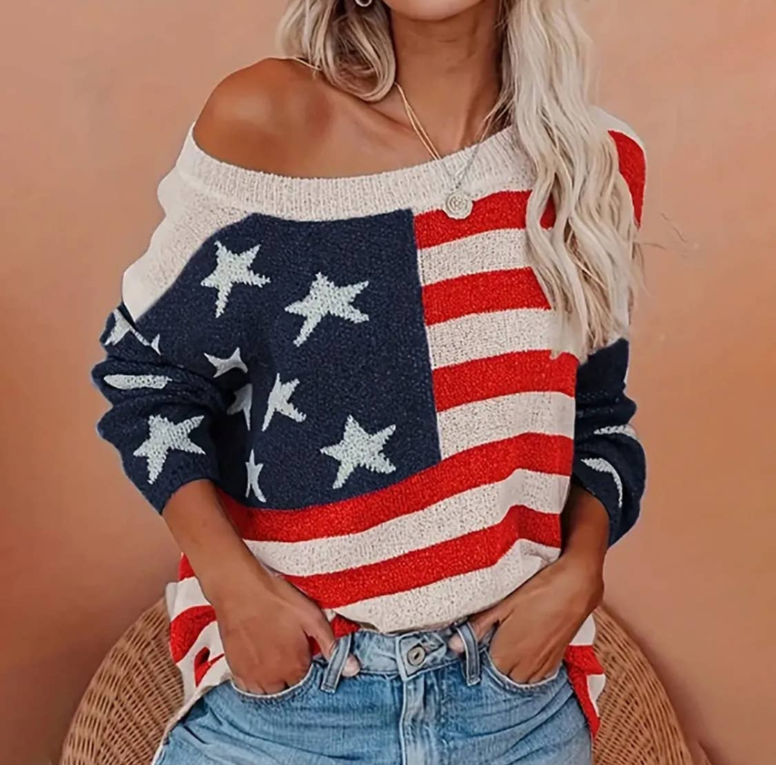 Serenity Collective - Wholesale Knit Sweater - Women's - US Flag Sweater3