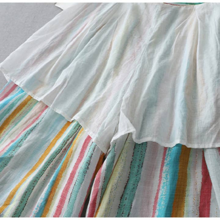 Funkyrel® Atzbranding Limited - Wholesale Pants - Women's - Dopamine Rainbow Stripe Pants – Airy Wide-Leg Trousers with Lining