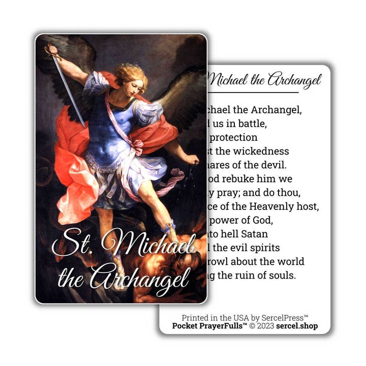 St. Michael the Archangel: Pocket PrayerFulls™ | Uncompromising Holy Cards—Built to Last. Backed for Life | Catholic Prayers for wholesale by SercelPress