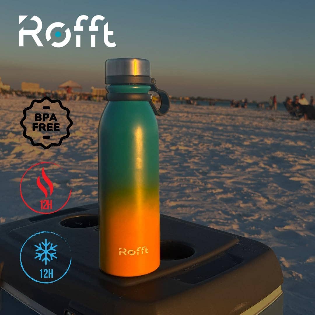 ROFFT USA LLC - Wholesale Water Bottle - 20 oz Insulated Water Bottle - Leak Proof, Stainless Steel, Thermo Bottle for Hot and Cold Drinks, Double Wall Insulation, Portable Water Flask for Travel, Outdoor8
