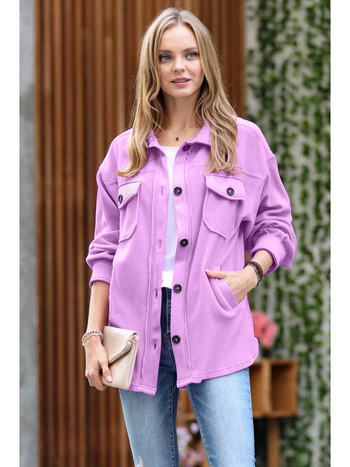 42POPS - Vente Veste-chemise – femme - "..Surchemise en polaire basique avec patchs aux coudes