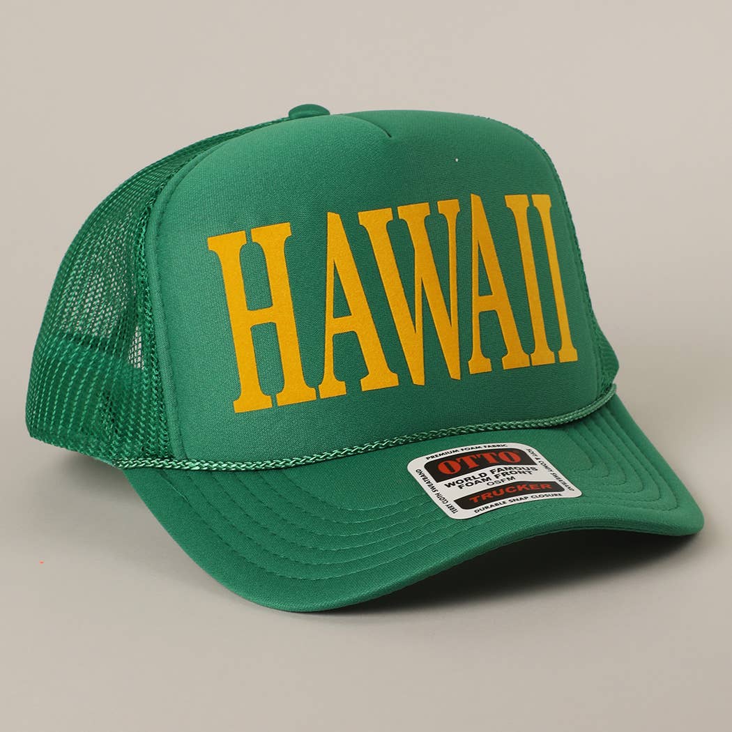Fashion City - Wholesale Trucker Hat - Unisex - HAWAII Text Printed Mesh Back Foam Trucker Hat1