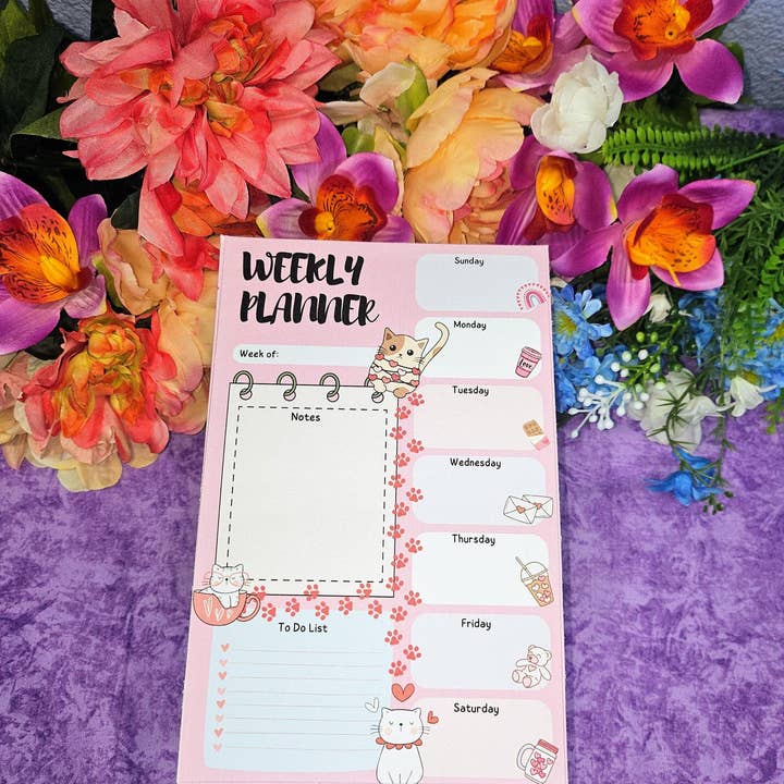 Autumnmist Boutique – wholesale Planner – Tangled in Love Cat Daily Planner Notepad 5.5" x 8.5"3