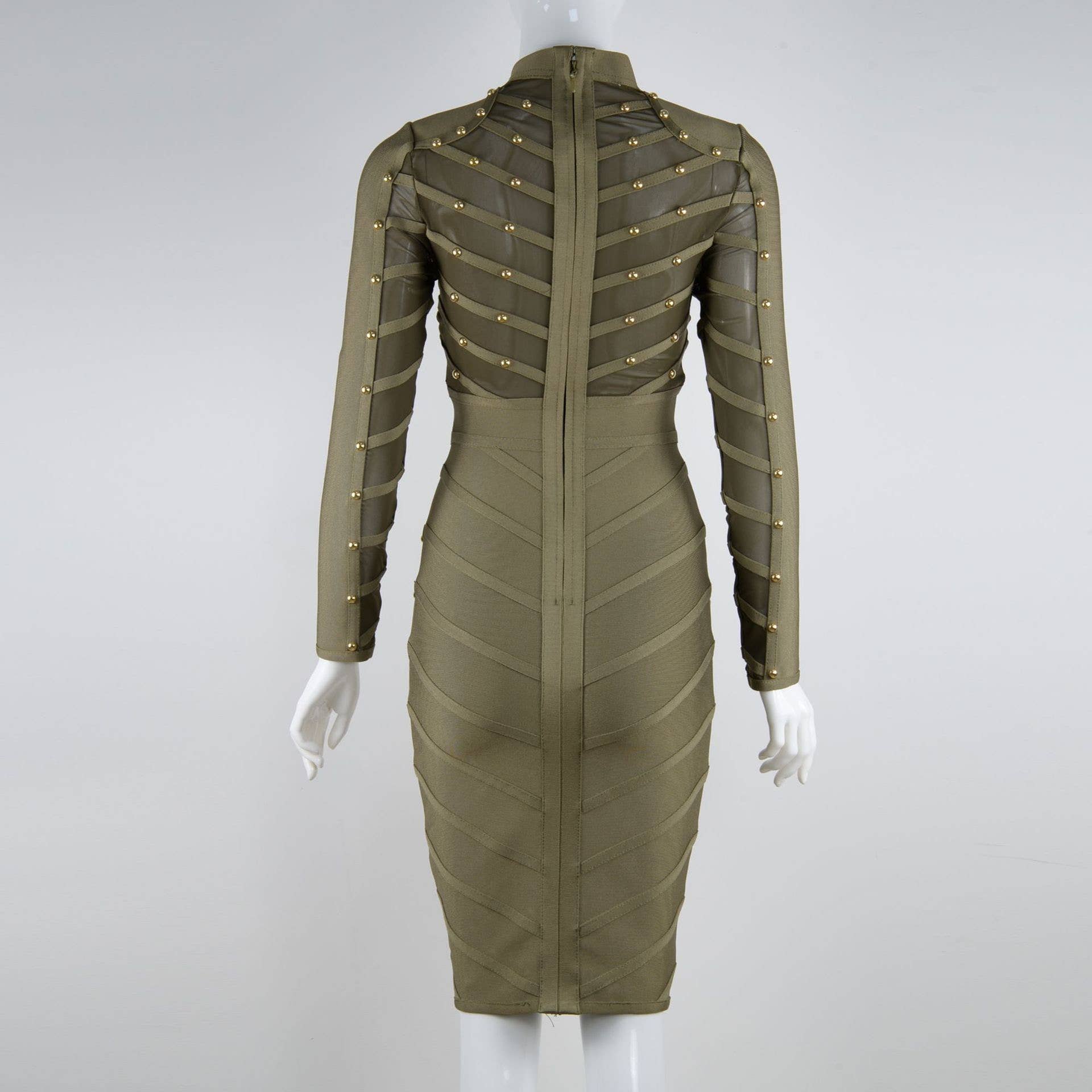 Black SY290 Glamorous Mesh Long Sleeve Bandage Dress for wholesale on Faire6