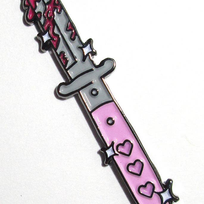 Silver Sprocket - Wholesale Lapel Pin/Button - Enamel Pin: Heart Dagger By Jenn Woodall