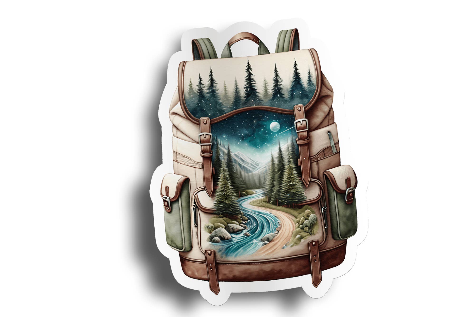 PiggyPrintStickers - Wholesale Sticker - Hiking Sticker | River & Mountain Scene | Travel Decal1