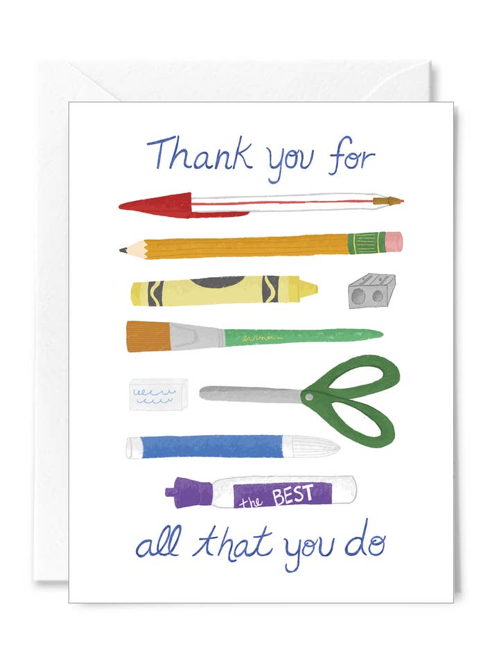 Teacher Appreciation School Supplies Greeting Card for wholesale by Courtney Beyer Design
