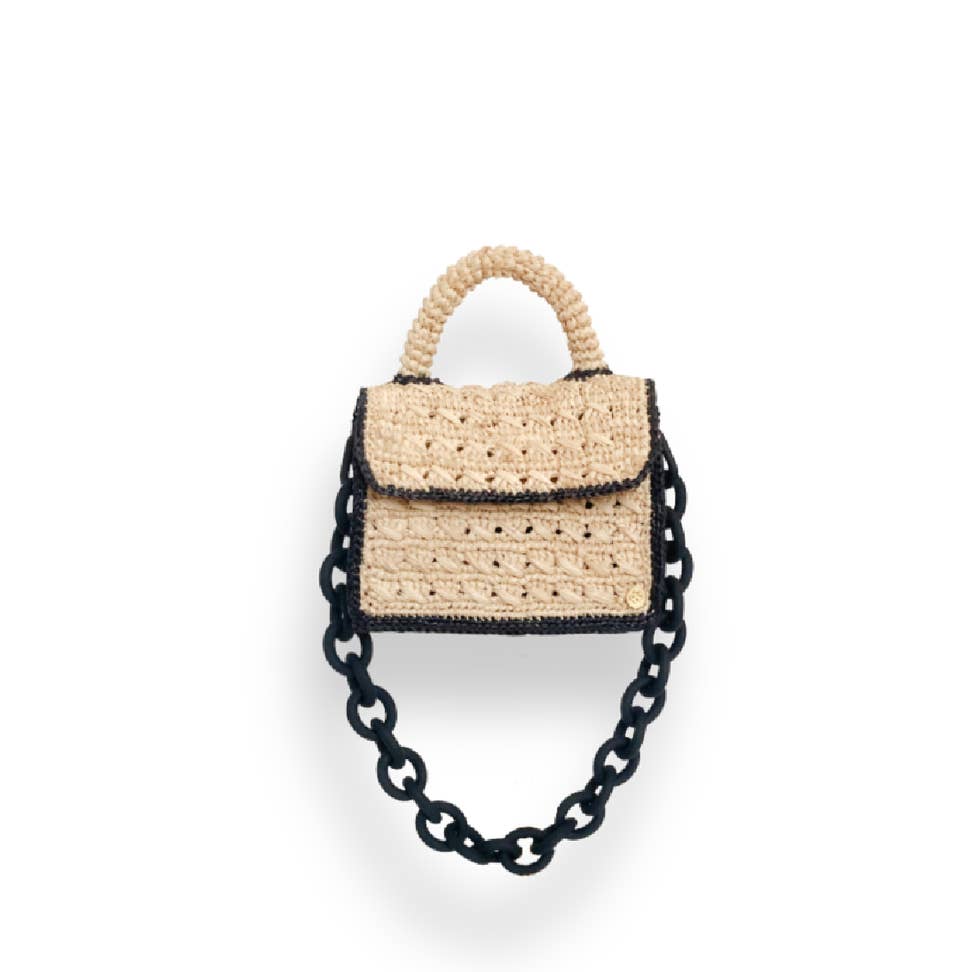 Sanabay - Wholesale Messenger Bag - Women's - Mini Félicie natural and black mini raffia bag