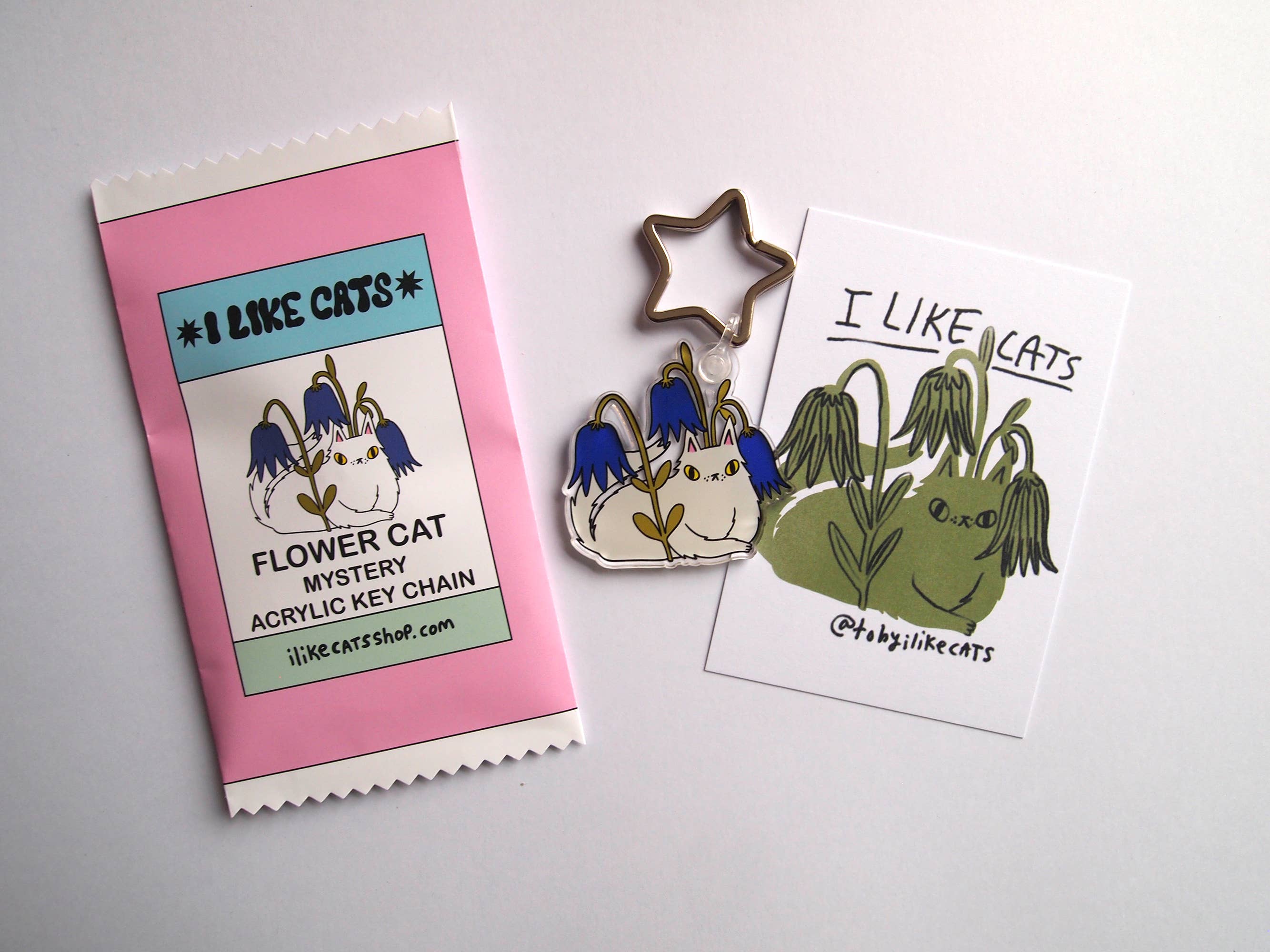I LIKE CATS – wholesale Keychain – Women's – Cats and flowers acrylic keychain blind bag, mystery bags7