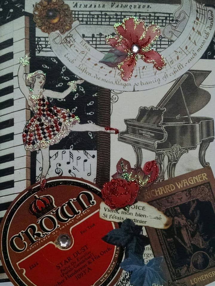 Carte de boîte à musique, carte de danseuse, carte de musique vintage pour la vente par Erica DiPaolo Designs