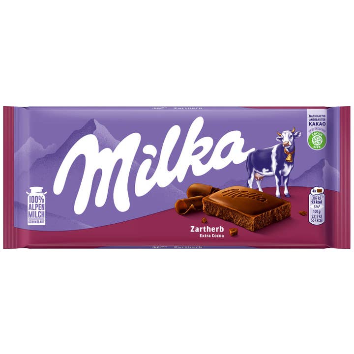 Global Bite Co - Wholesale Chocolate Bar - Milka Zartherb/Bittersweet 100g (Germany)