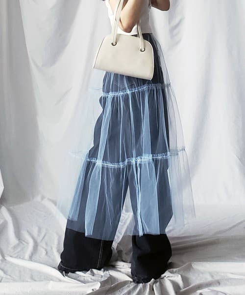 Rosa Clothing - Wholesale Skirt - Women's - Trendy Elasticated Waist Overlay Layered Mesh Skirt12