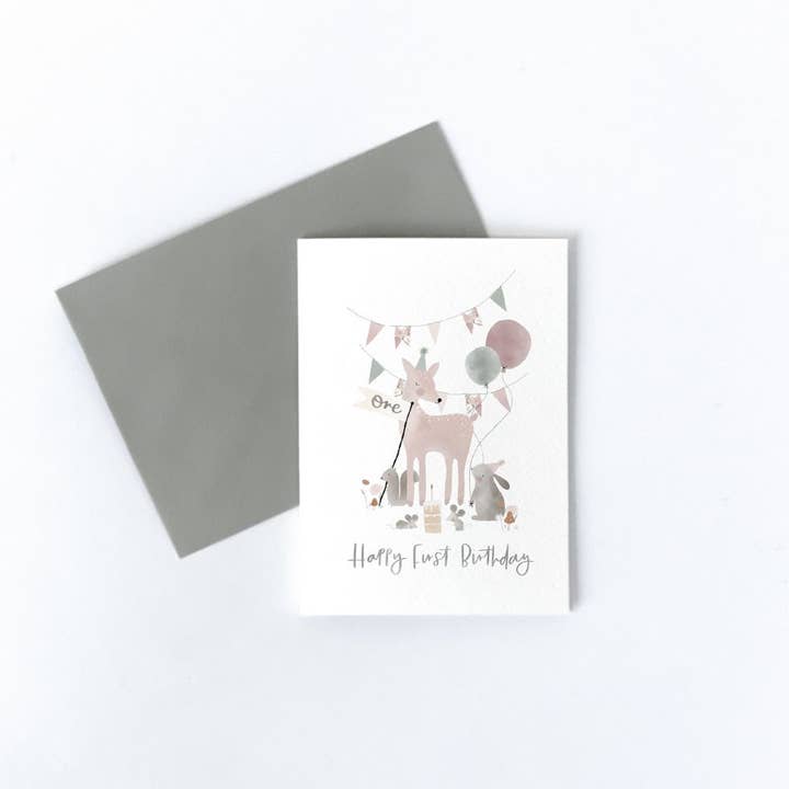 Woodland Birthday Card - Can be personalised for wholesale by Little M