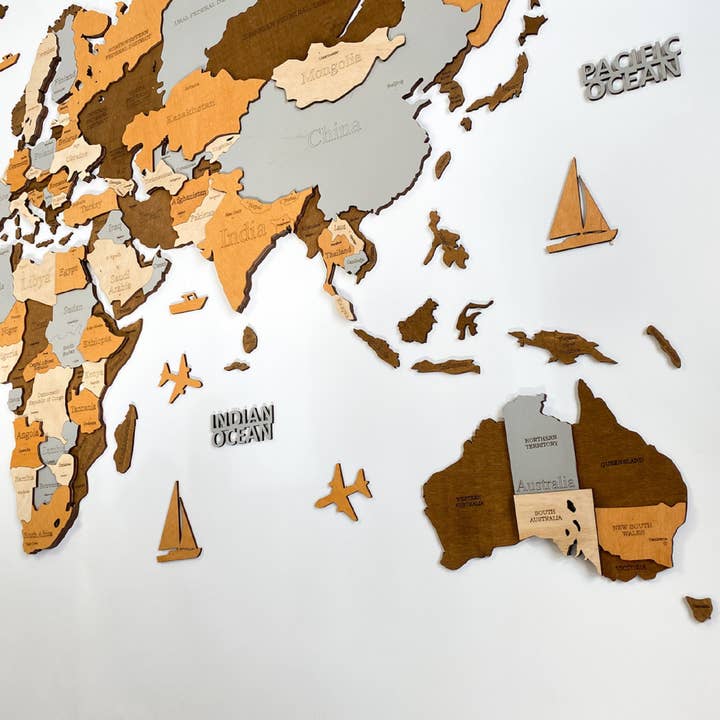 Ukrainian Goods - Wholesale Dimensionele/3D-muurkunst - 3D houten wereldkaart Sahara