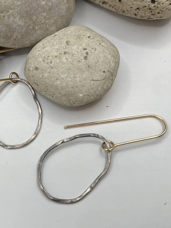 CHERYL Mixed Metal Freeform Pebble Dangles for wholesale by Rachel Renee Jewelry