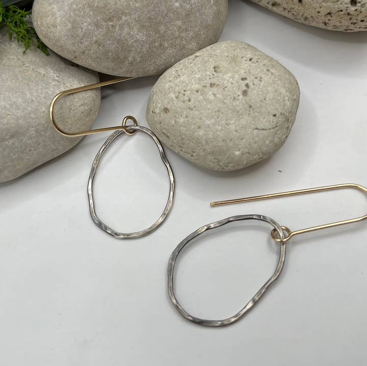 Rachel Renee Jewelry - Wholesale Dangle Earrings - CHERYL Mixed Metal Freeform Pebble Dangles5