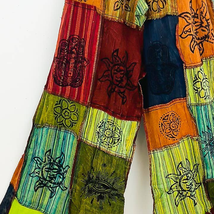 Karma Nepal Crafts - Wholesale Pants - Women's - Patchwork Unisex Boho Wide Leg Palazzo Pant