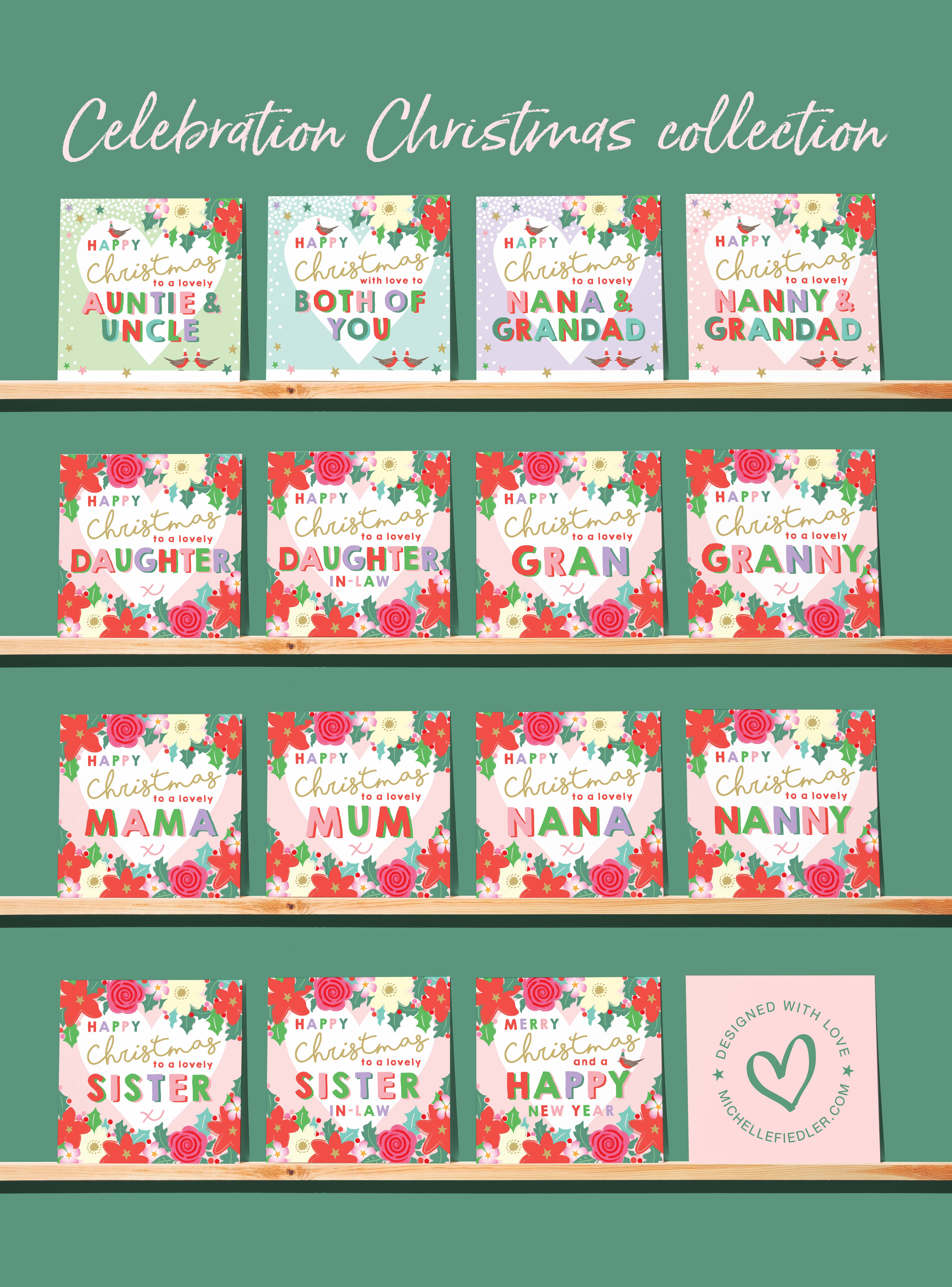 Michelle Fiedler Design – wholesale Christmas card – Celebration Christmas Nanny5