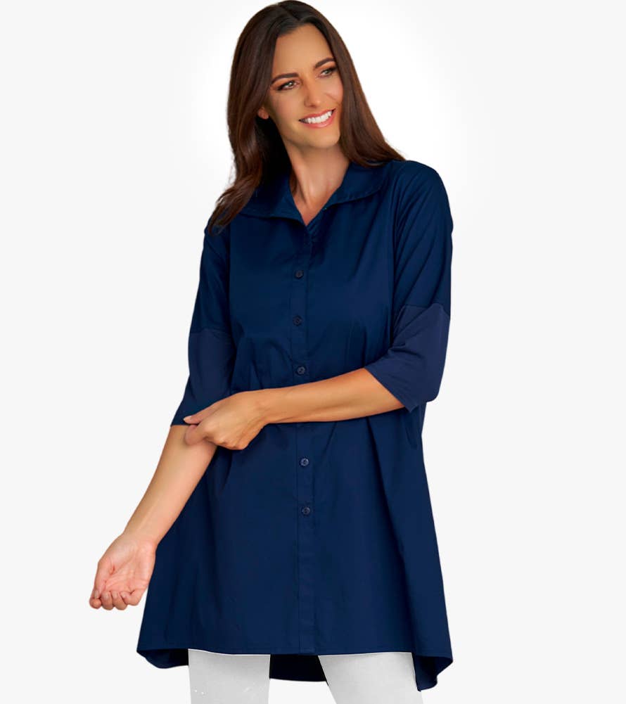 Stella Carakasi - Wholesale Tunic - Women's - Women's 3/4 Sleeve A-Line Cotton Poplin Tiburon Tunic Icon29